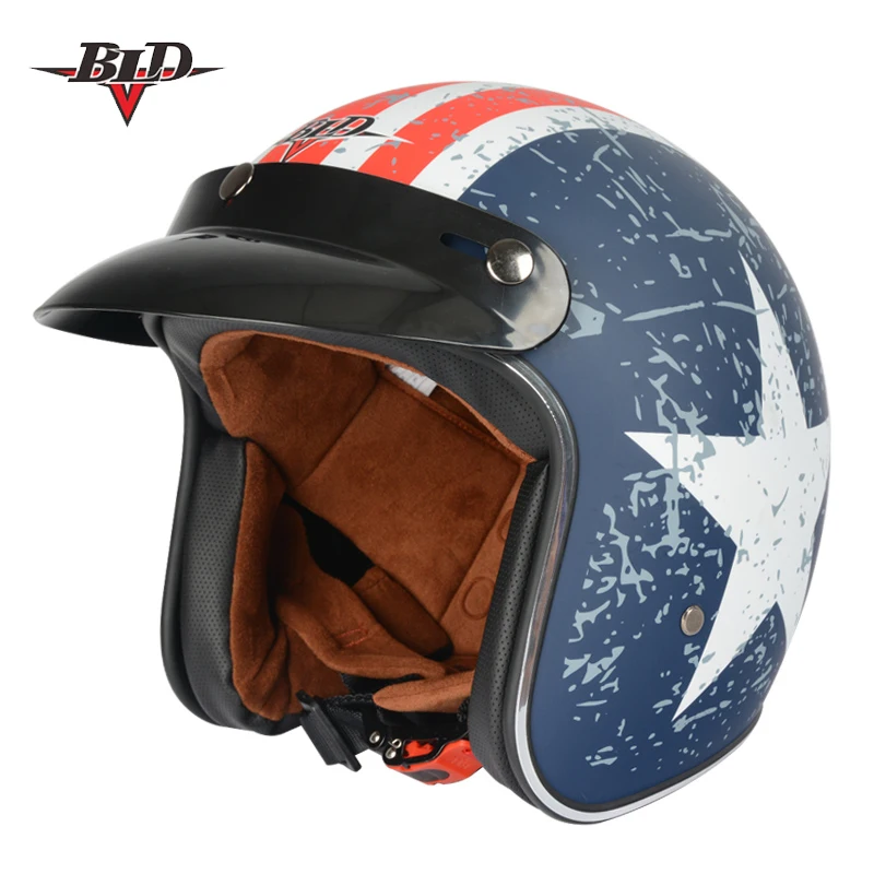 Горячая Распродажа BLD moto rcycle шлем jet винтажный шлем с открытым лицом Ретро 3/4 полушлем casco moto capacete moto ciclismo - Цвет: 1