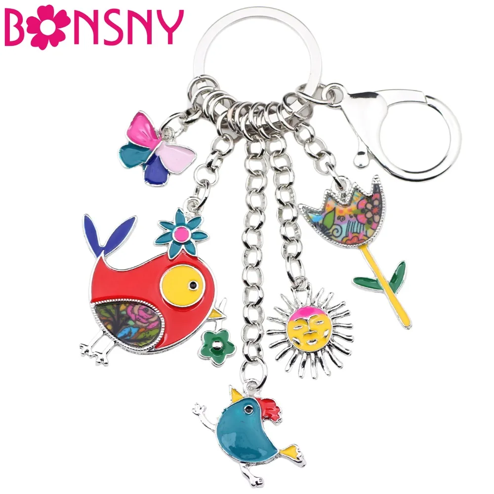 Bonsny эмалированный сплав мультфильм птица загадка брелок подарок ювелирные