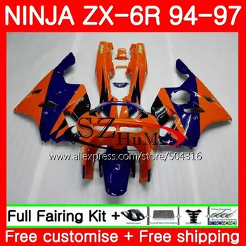 

Body For KAWASAKI NINJA ZX-6R 94-97 ZX636 600CC ZX 636 13SH7 Orange blue ZX6R 94 95 96 97 ZX 6R 1994 1995 1996 1997 Fairings