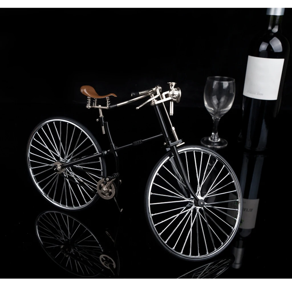 1:6 Scale Hot Black Alloy Diecast Racing Bike Model With Brake Replica Bicycle Toy Collections Playset Collection Toy