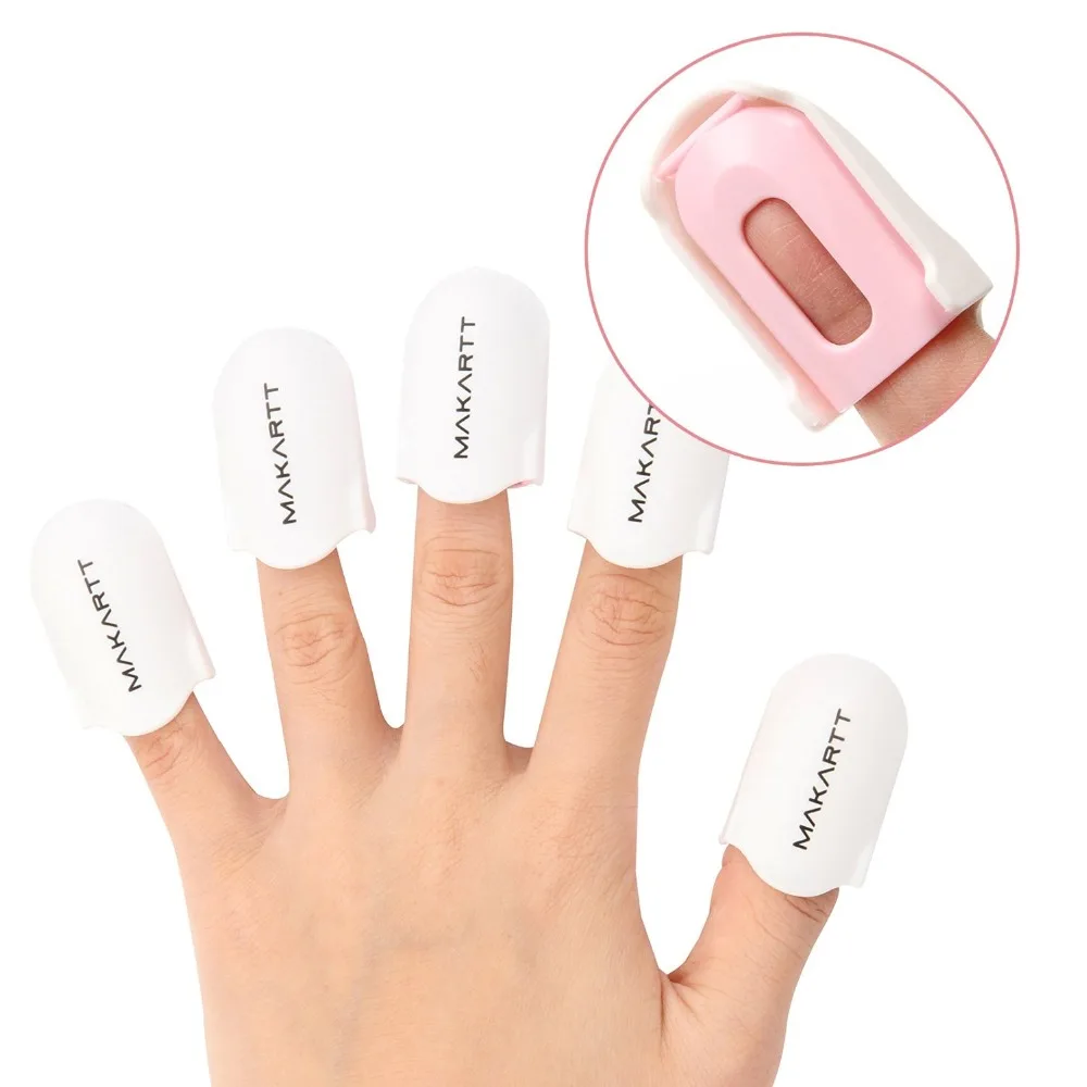MAKARTT 10 set/lot White Plastic Nail Art Soak Off Finger Cap Clip UV