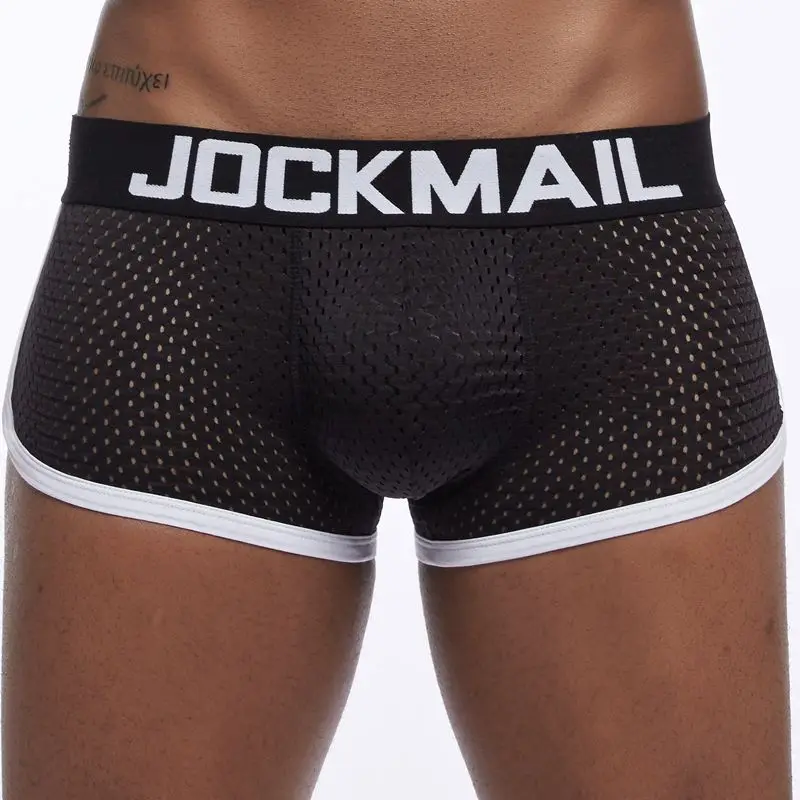 JOCKMAIL, дышащая сетка, увеличивающая рост, мягкие бедра, сексуальные боксеры, мужское нижнее белье, съемные, увеличивающие, для мужчин, t, две накладки на ягодицы и гей, накладка на пенис