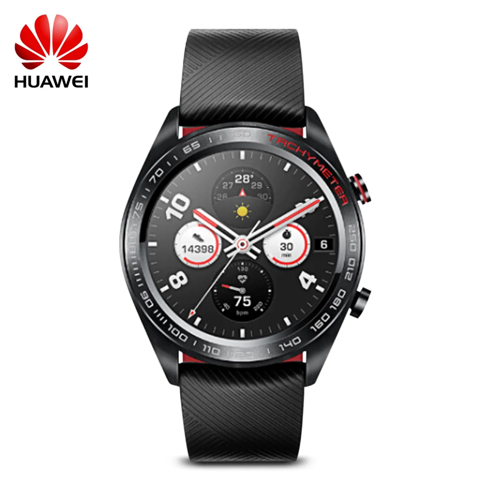 Huawei Honor Magic 1,2 дюймов Смарт-часы gps часы AMOLED цветной сенсорный экран мониторинг сердечного ритма BT4.2 BLE 5ATM водонепроницаемый - Цвет: Black