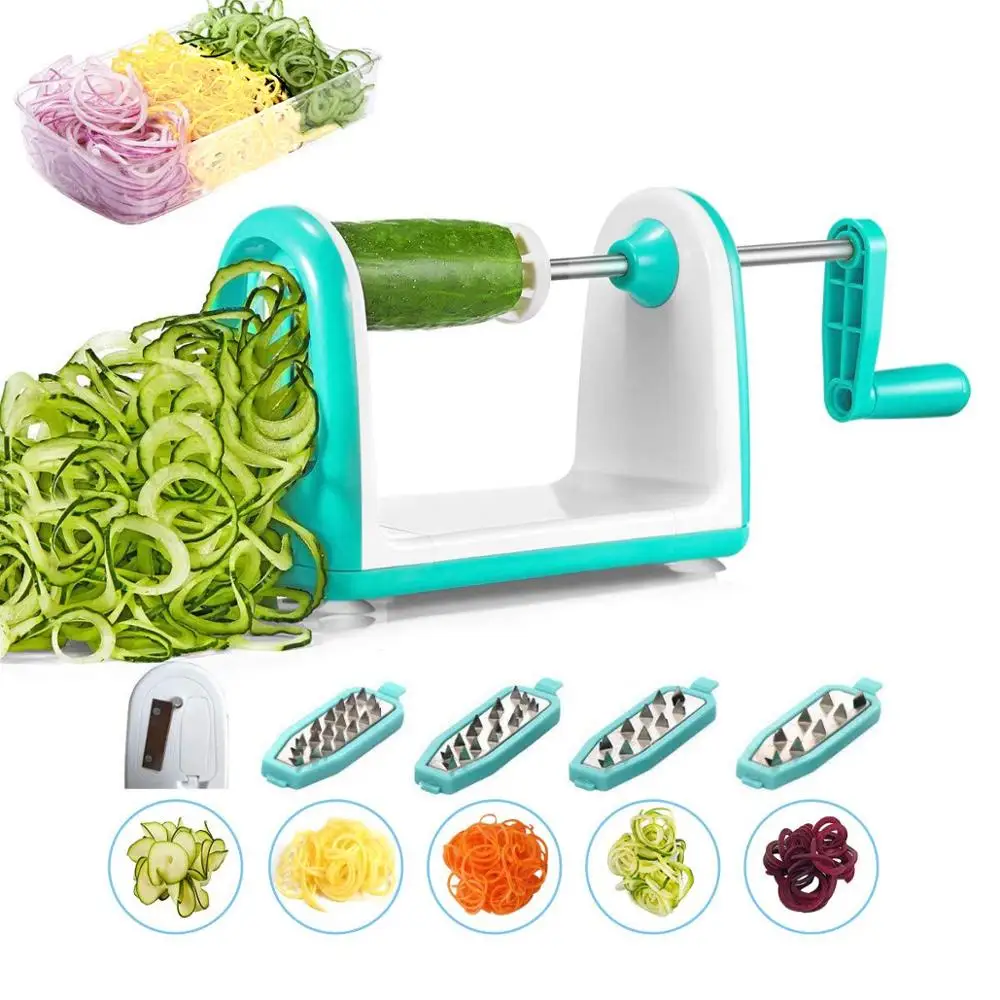 TPUSNOK 5 лезвий Spiralizer высокое качество Овощной Spiralizer слайсер с пищевой контейнером Veggie спагетти паста производитель TPA61