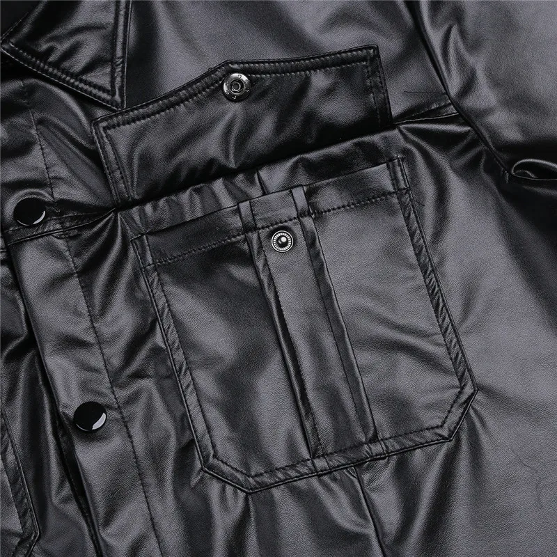 TiaoBug для мужчин мягкий черный искусственная кожа рубашка Топ короткий рукав полицейская форма рубашка для ночного клуба вечерние кнопки
