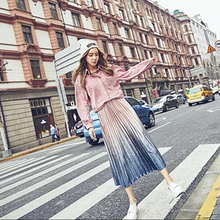 Осенне-зимняя романтическая и эстетическая градиентная бархатная плиссированная юбка Органическая плиссированная яркая шелковая металлизированная юбка Темпера