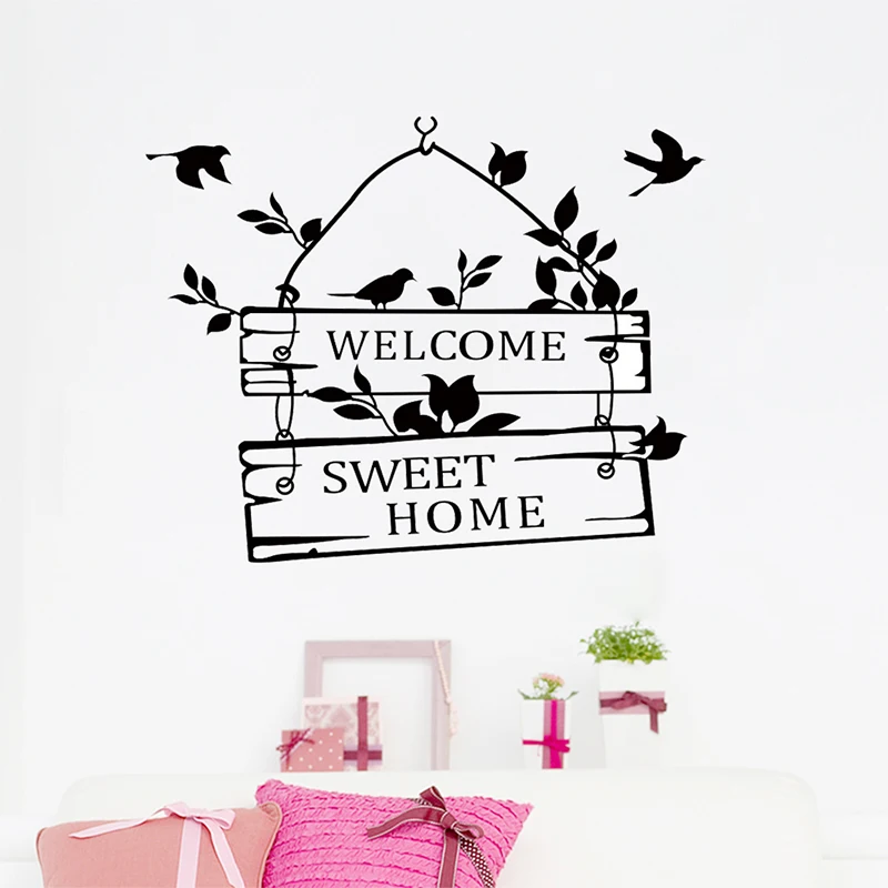 Welcome Sweet Home Door Sign Decoration Wall Decals ZYVA-8253-NA Decorative Vinyl Wall Stickers For Home