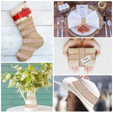 2m Natural Jute Burlap Ribbon Hessian Lace Jute Rustic Vintage Wedding Decoration DIY Lace Fabric Ribbon Home Party Supplies