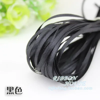 도매 블랙 (10 메터/몫) 1/8 (3mm) 더블 페이스 새틴 리본 웨빙 장식 선물 크리스마스 리본 DIY 사탕 상자 Dec