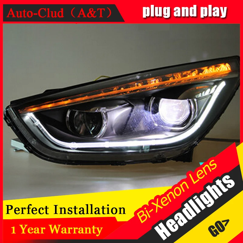 Auto Clud 2010 2013 For Hyundai ix35 headlights LED DRL light car styling H7 xenon HID