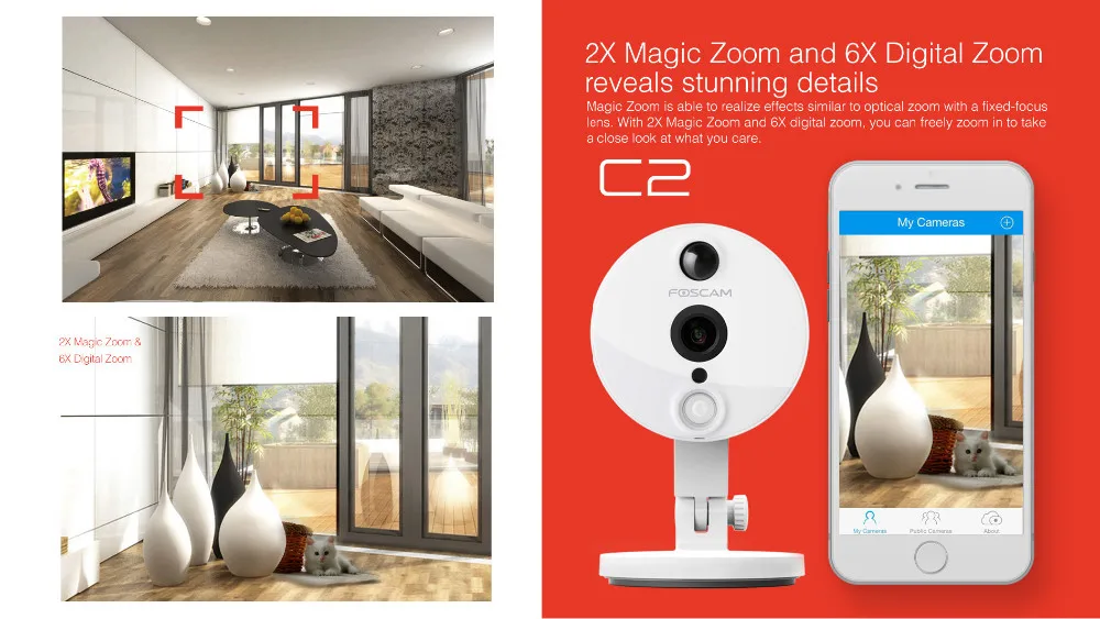 Foscam C2 1080P Wi-Fi, CCTV домашняя ip-камера видеонаблюдения с поддержкой Wi Камера с Ночное видение Обнаружение движения 2-полосная аудио