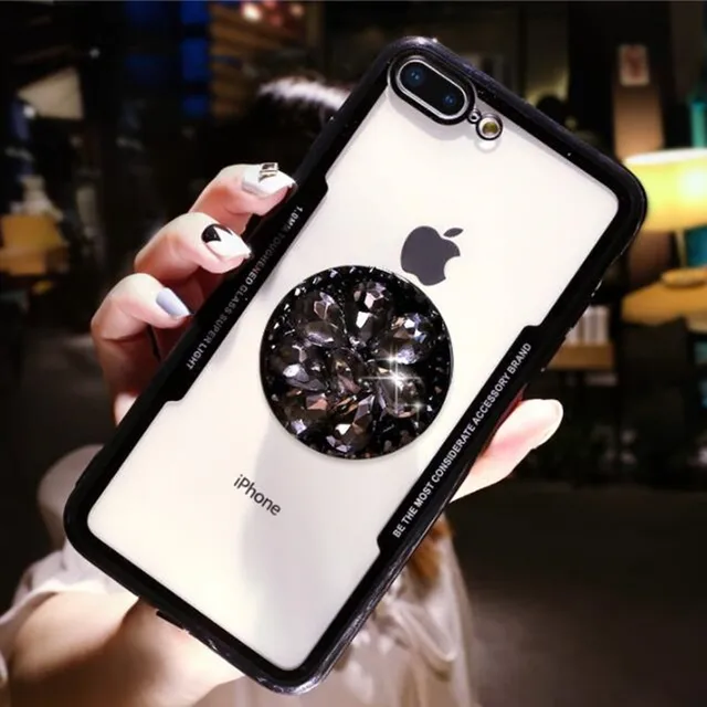 S8 S9 Plus Fashion Diamond Air Stand Holder Phone Case for Samsung S9 S8 S7 S6 edge Samsung A520 A8 A6 J3 Sparkle Bling Cover