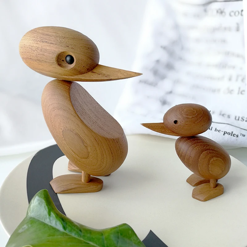 Nordic Designs Home Decoration Duck Mum Baby Wood Figurines