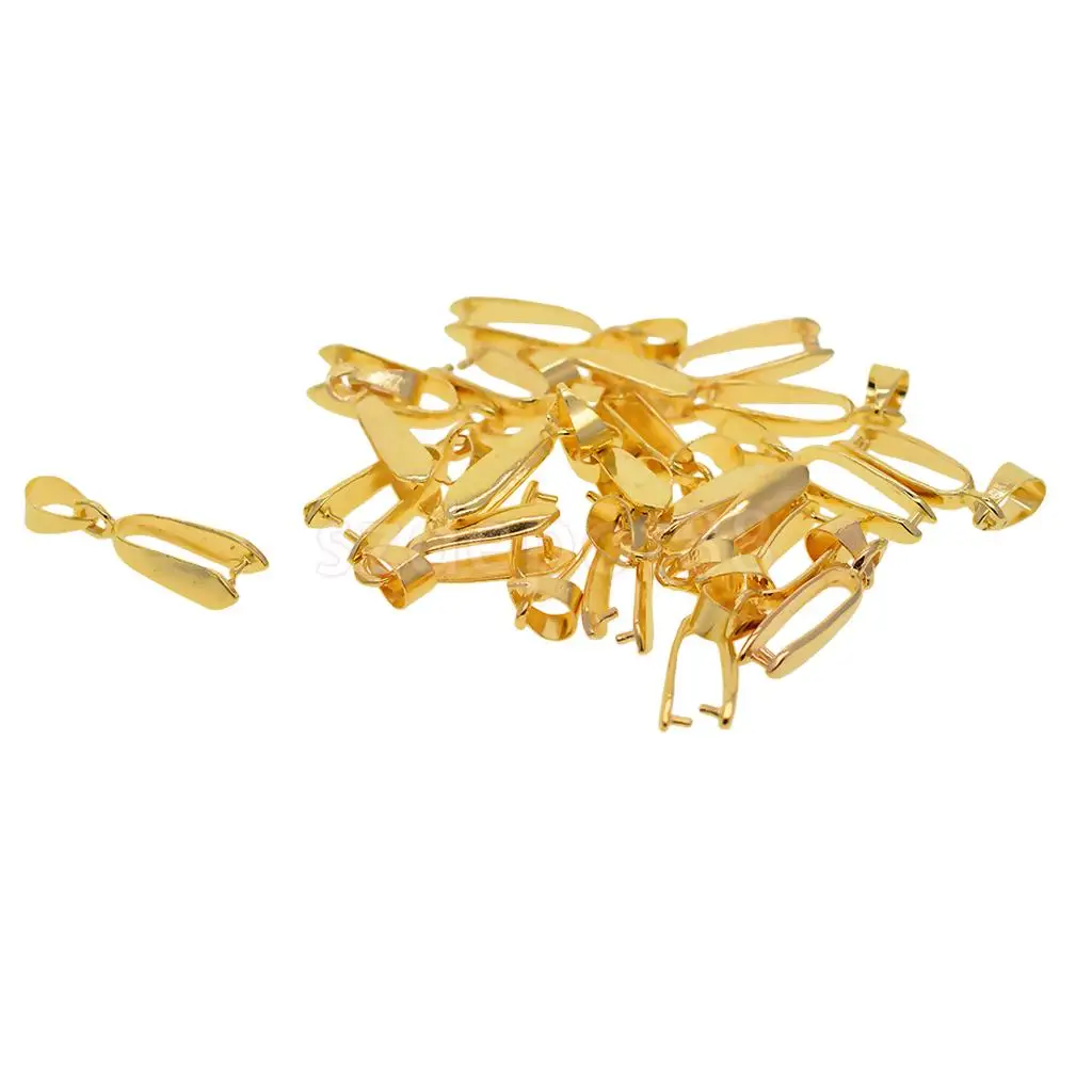 20pcs Gold / Rosegold Plated Pendants Clasps Clips Bails Connectors Brass Charm Pinch Bail Beads Jewelry Findings DIY