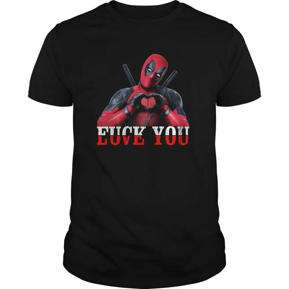 Дэдпул F You Love You футболка смешной Дэдпул Черный Новая мода мужские топы крутые с круглым вырезом Футболка Графические футболки