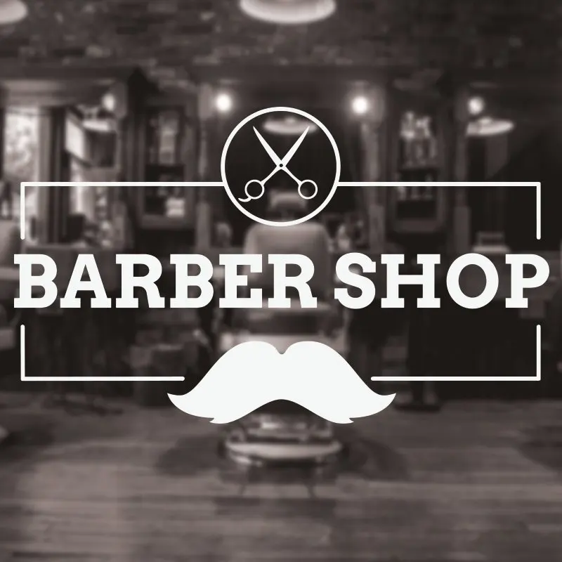 Simple Hair Salon Window Decor Waterproof Vinyl Wall Decals Baber Shop Logo Sign Stickers Scissors Beard Pattern Decal G311 | Дом и сад