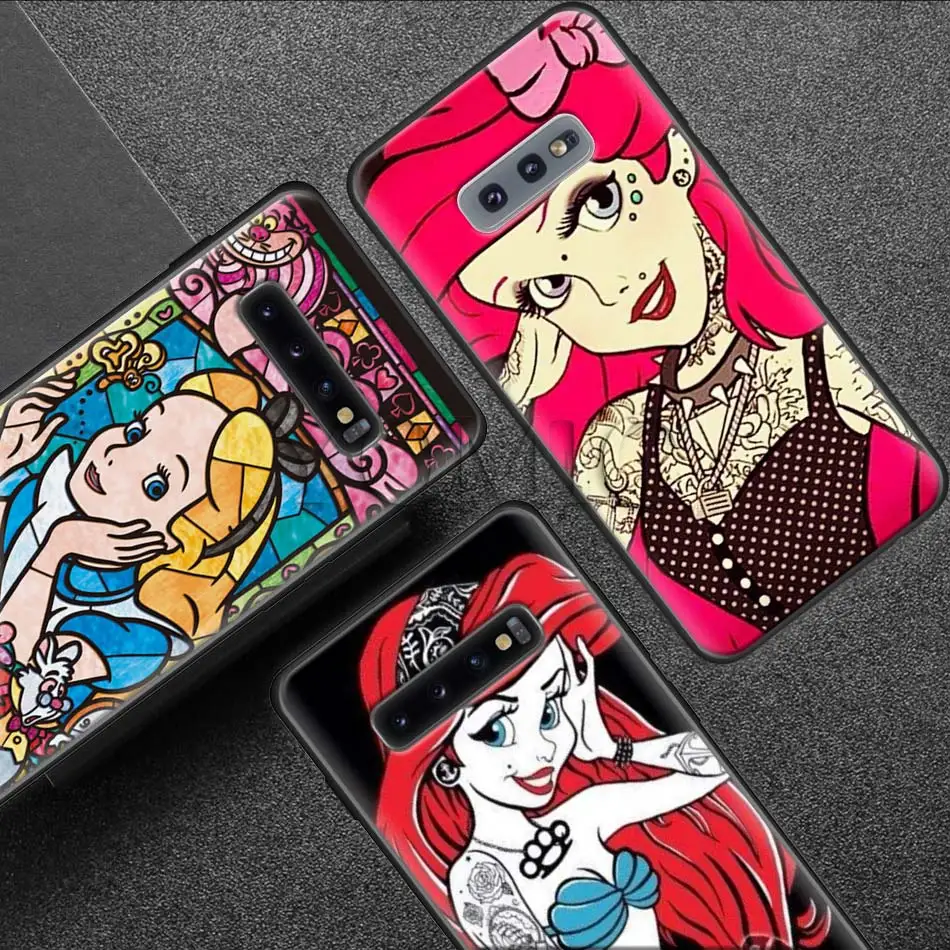 

Queen Princess Silicone Case for Samsung Galaxy S10e S9 S8 S10 Plus S7 Note 9 8 A50 A70 Black Soft Case Coque S10 5G S8+ S9+