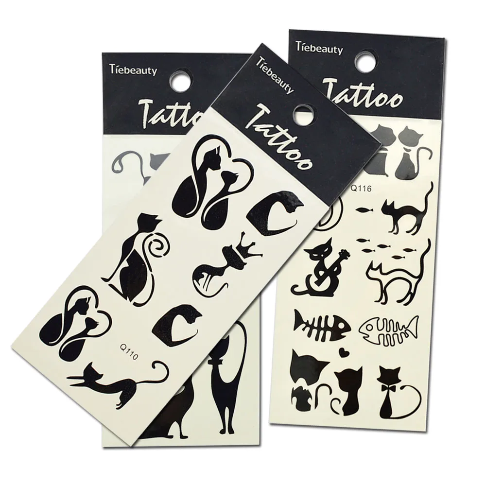 

1 Sheet Black Cat/Skull Halloween Pattern Temporary Tattoo Stickers Body Art Waterproof Cute Beauty Tattoo Stickers BEQ101-118