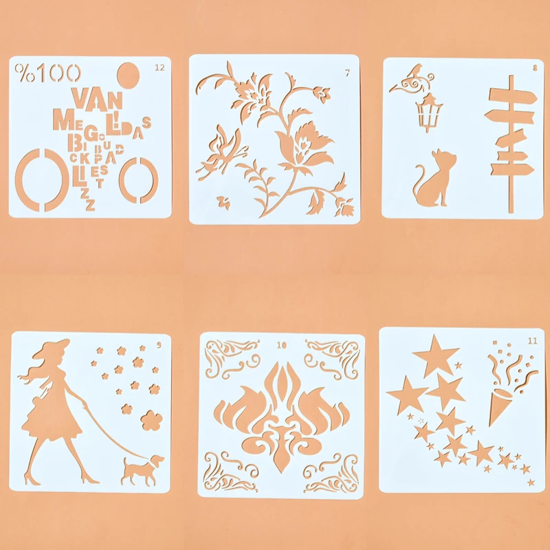 

Flexible Plastic Walls Stencil Kids Painting Decor Stencils For Diy Scrapbooking Art Albums Diary Stamp Paper Cards Crafts 13cm
