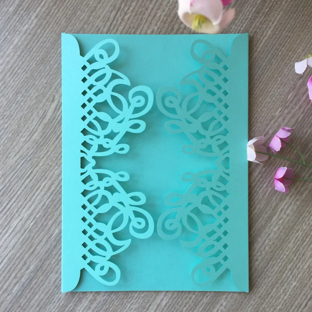 30pcs Laser Cut Pearlescent Paper Tiffany blue Color Birthday Party Greeting Card decoration Wedding invitation Blessing card | Дом и сад