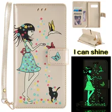

Luxury Leather Cases For Samsung Galaxy Note 8 S5 S6 S7 Edge S8 S9 Plus A5 J3 2017 J5 J7 Prime Case Cat Shining Girl Flip Cover