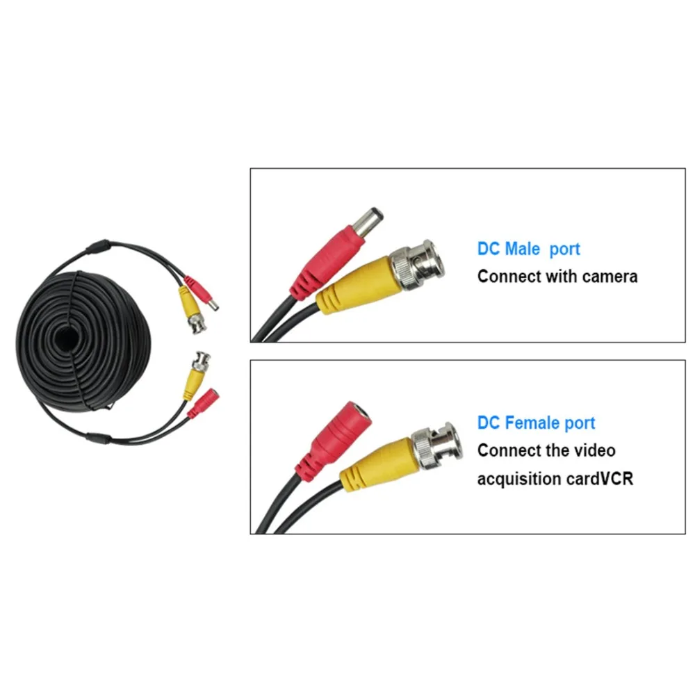 AHD CCTV Camera Cables 5M/10M/20M/30M BNC Cables Output + DC Plug Cable for Analog AHD/TVI/CVI CCTV DVR System Accessories