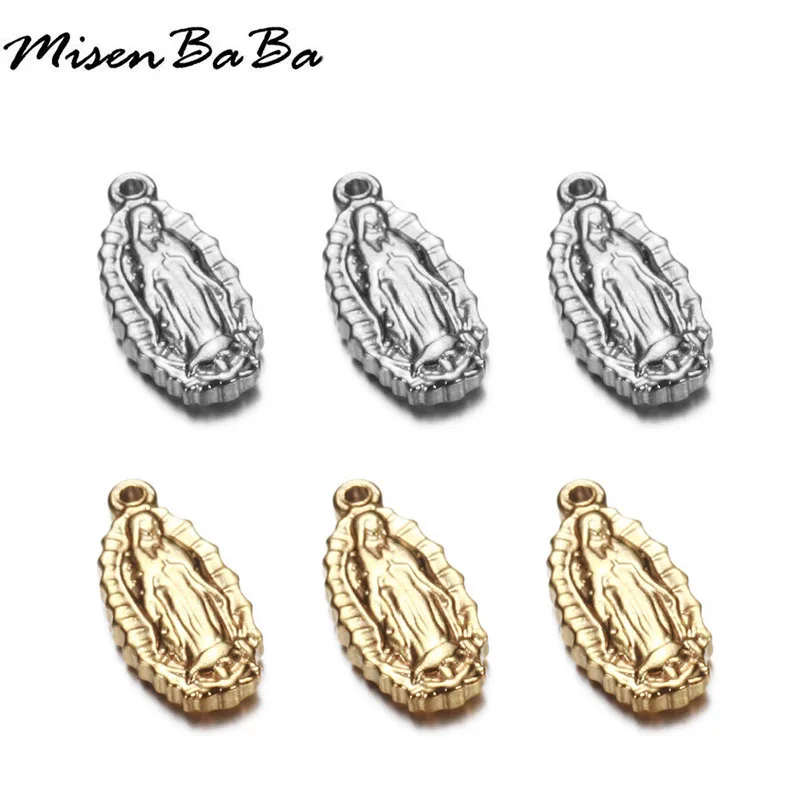 

10PCS/lots Gold Color Metal Pendants Stainless Steel Christian Jesus Charms Fit Catholic Religion Making Jewelry Accessories