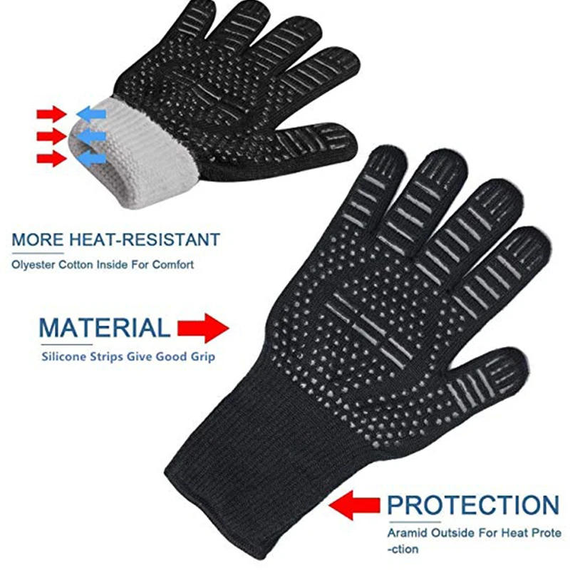 WALFOS Extreme Heat Resistant BBQ Gloves Grill Gloves Cooking