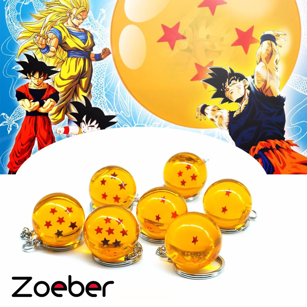 

ZOEBER Cartoon anime Dragon Ball Z Keychain Child DBZ cosplay Dragonball Z 7 Stars Crystal Ball Keyrings PVC Pendant key holder