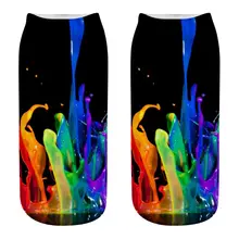 Творческий Радуга жидкости Краски масла низкие носки лодочкой носки унисекс пары 3D цифровой печати Летние Стильные хип-хоп чулочно-носочные изделия 5 стилей