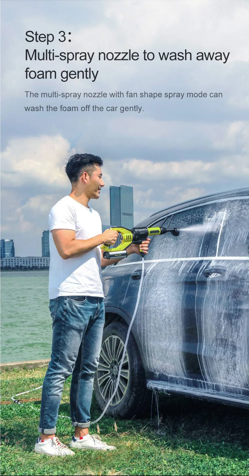 Top Jimmy JW31 Car Bicycle Flush Gun Washing Gun Powerful Handheld Rechargeable Cleaning Tool Water Power Cleaner Washer 10
