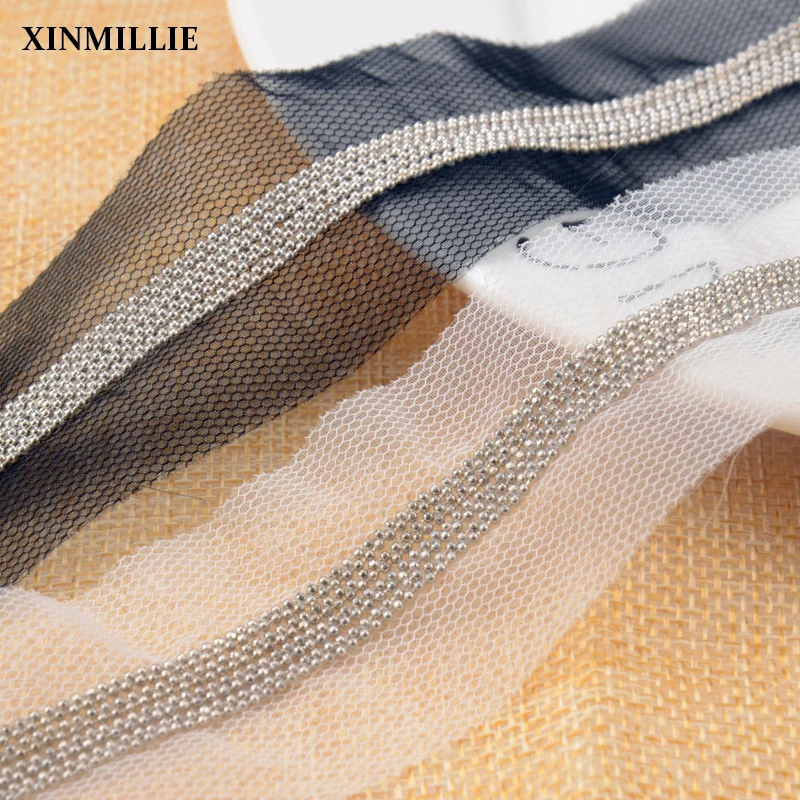 

Beading 6 Row Craft Beaded Lace Trim Black White Lace Fabric 2018 High Quality Wedding Decoration Sewing On Clothing Lace Ribbon