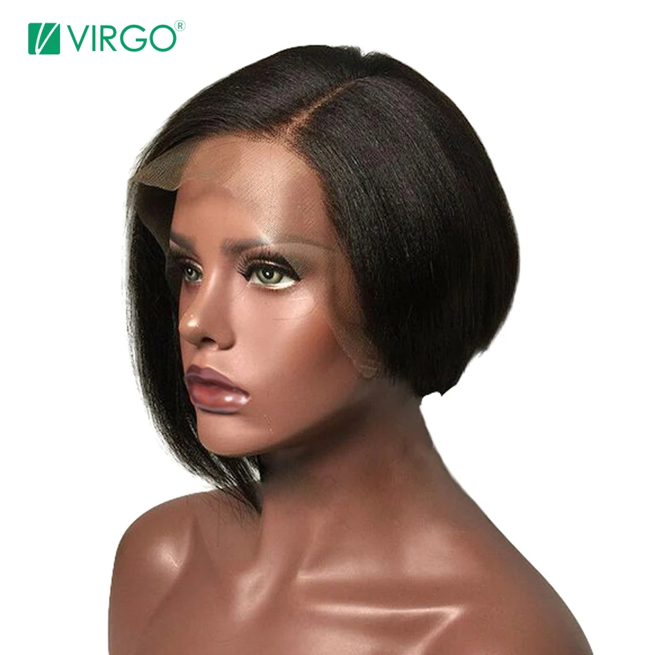 

Virgo Short Bob Pixie Cut Wig Lace Front Human Hair Wigs For Black Women PrePlucked Hairline 100% Human Hair Wigs Remy