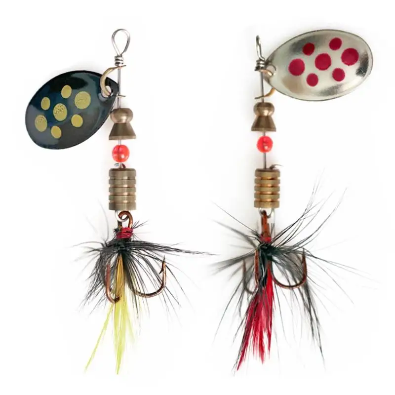 

Metal Spinner Spoon Sequins Fishing Lures Rotating Baits 4.5g 57mm Paillette Artificial Swimbaits Feather Fishing Tackle