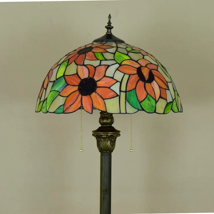16inch Tiffany sunflower Stained Glass floor lamp E27 110-240V for Home Parlor Dining bed Room