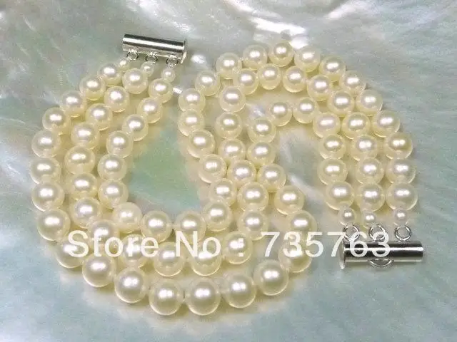 

xiuli 00117 7-7.5mm 3 Strands AAA Grade White Akoya Pearl Bracelet 6.5" 7.5" 8.5" 925 Silver