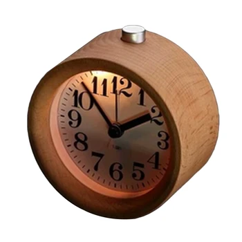 

Useful Wooden Alarm Clock Electronic Desktop Clock Digital Clock Circular No Ticking Snooze Backlight Wood Table Watch