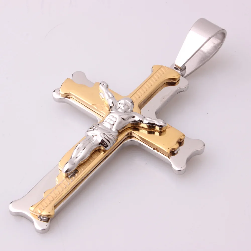 Подвеска Jesus Cross колье 6 мм Серебряное золото звено византийская цепочка