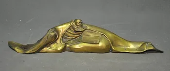 

Christmas Old Chinese bronze gilt Seat Arhat Damo Bodhidharma Dharma Buddha Statue Halloween
