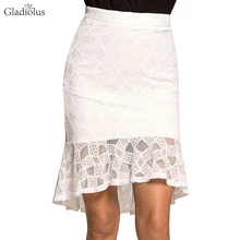 Гладиолус Новая мода лето Для женщин юбка красный, белый пикантные миди офисное Русалка Лоскутные кружева юбки Для женщин s Элегантный Jupe Femme юбка женская юбки женские одежда для женщин
