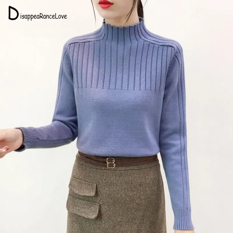 

2019 Turtleneck B winter sweater women knit Long sleeve white sweater female Loose oversized pullover knitted jumper