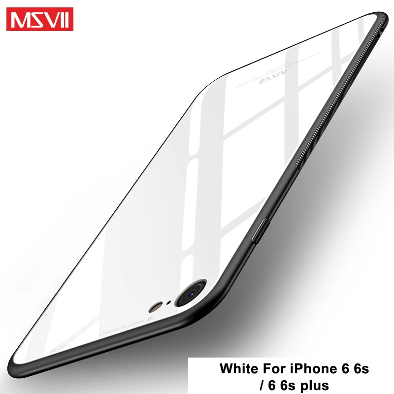 Чехол Msvii для iPhone 6 6s 7 8 Plus чехол X Coque для Apple iPhone X чехол силиконовый зеркальный стеклянный чехол для iPhone XR XS MAX чехол s - Цвет: White