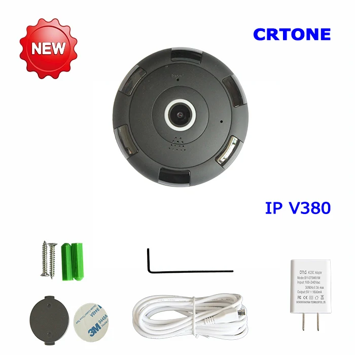 

CRTONE V380 Mini Camera DVR IP Wifi Camera HD 960P 360 Degree Panoramic Network CCTV Security Camera IR-CUT +TF card 8GB