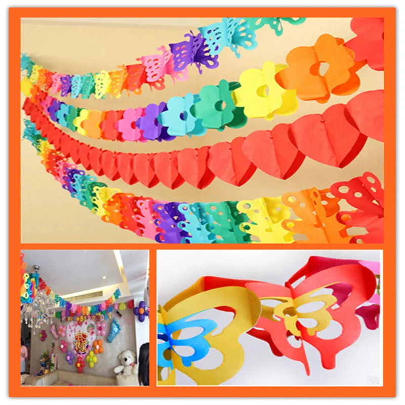 Pull flowers 1 шт. 3 м pull flower paper Люстра для свадьбы дня рождения Рождества флагов