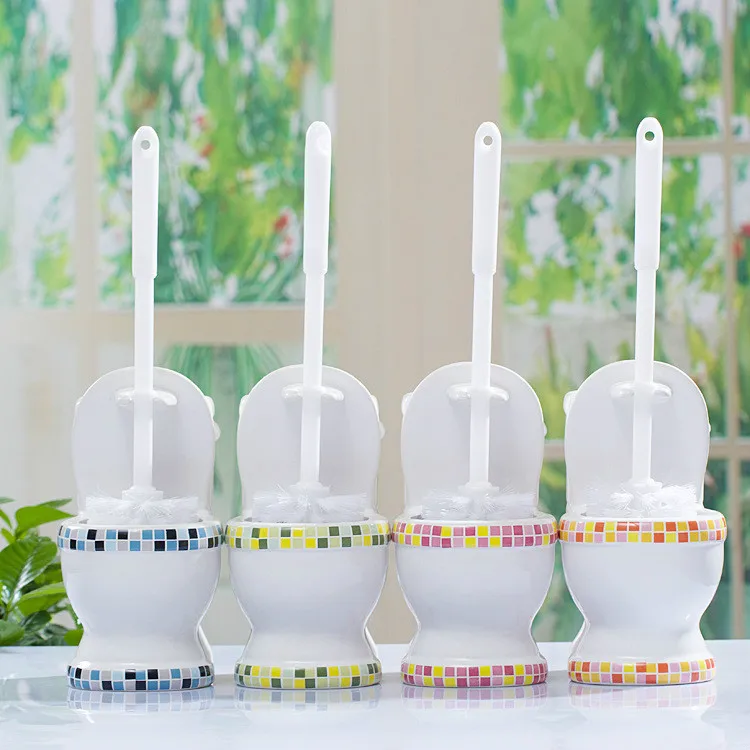 

creative Toilet shape cleaning brush toilet brush mini cute ceramic small toilet brush set home accessories