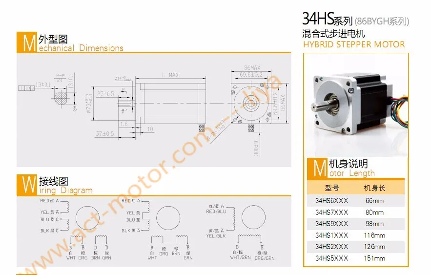 ACT nema 34 шаговый двигатель 151 мм/3.5A/1600 oz/индуктивность 20mH Прямая CE
