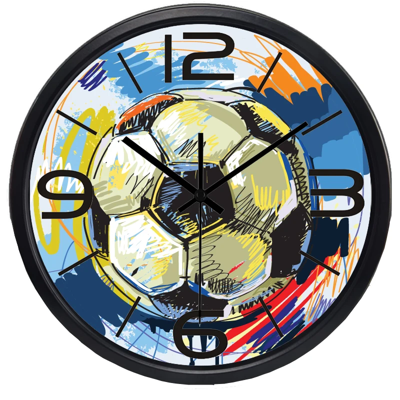 Красочные настенные часы для футбола баскетбола мальчиков и мужчин супер