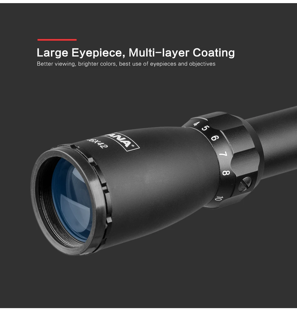 4-16x42 ao Diana Caça Tático Riflescope Ponto Retículo Mira Óptica Rifle Escopo Mil 10 Cheap Lunetas Riflescopes
