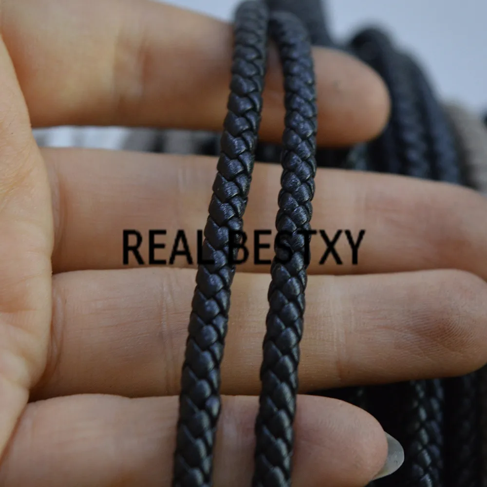 Реальный BESTXY 5 м/лот 4 мм черный круглый плетеный кожаный шнур для ожерелья