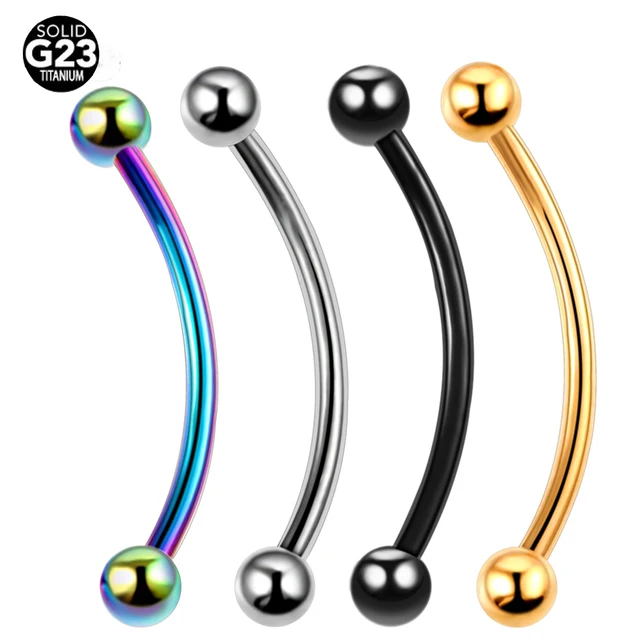 2PCS 16G G23 Titanium Snake Eyes Tongue Piercing Curved Barbell